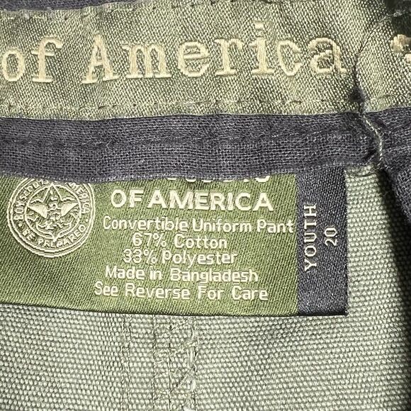 Boy Scouts Of America Cargo Short Men’s 32 Youth 20 Green Army Elastic Waist - Picture 10 of 11
